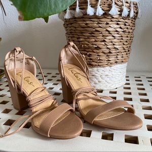 Lulu’s Kaira Beige Lace-Up Heels Size 8 NEVER WORN